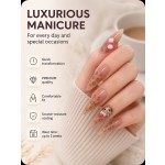 Nude Leopard Print Press‑On Nails with 3D Hello Kitty & Bows, Long Almond Cute Sweet False Nails